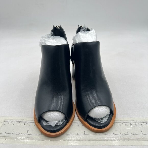 YDN Black Peep Toe Low Block Heels Back Zipper Sandal Ankle Boots Comfy Shoes - Picture 3 of 8